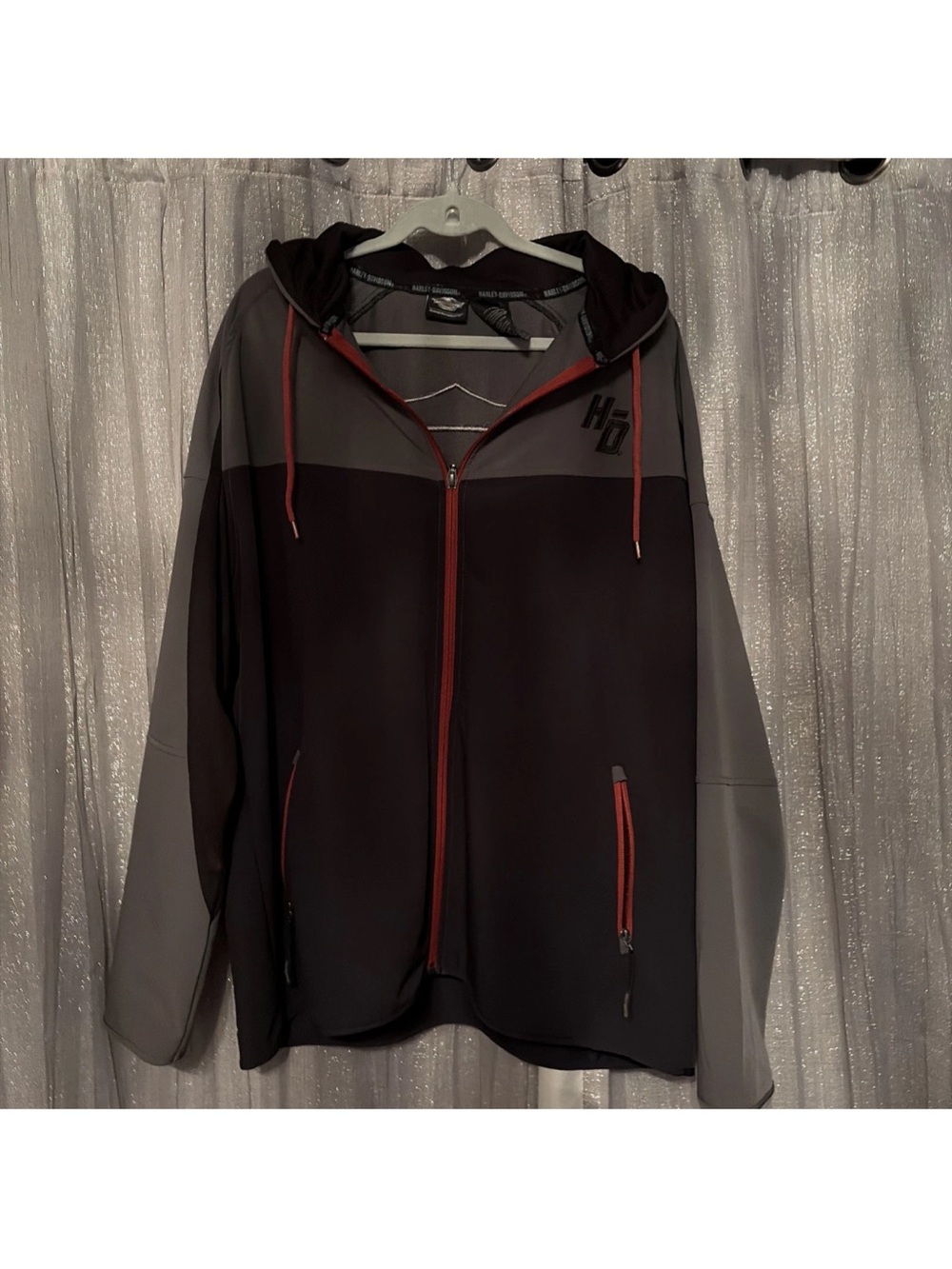 Harley Davidson Men’s Hooded Zip Jacket in Charcoal and Gray